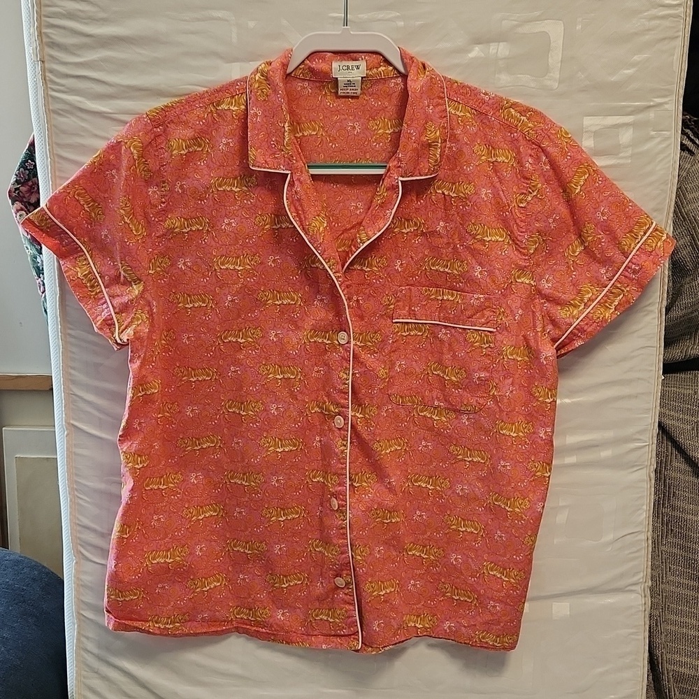 J.Crew Tiger Print pajama top short sleeve sz XL